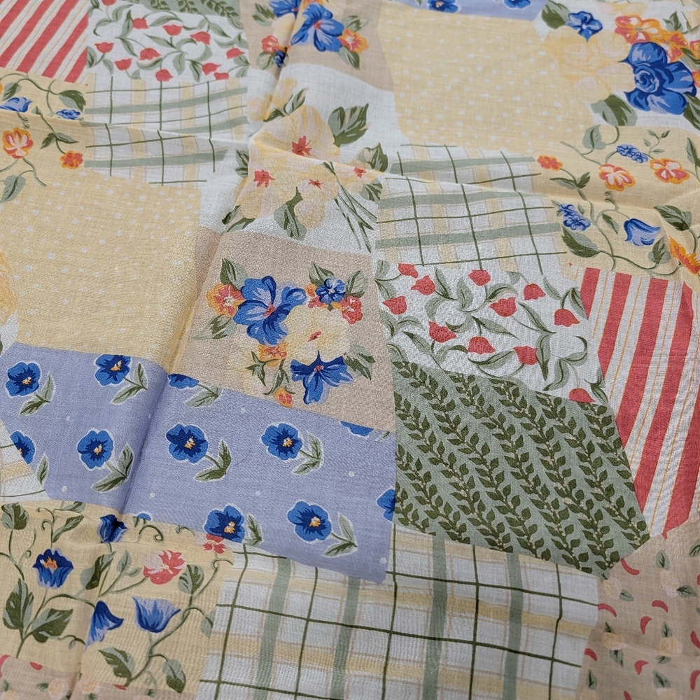 new vintage TALBOTS large patchwork square scarf - image 2